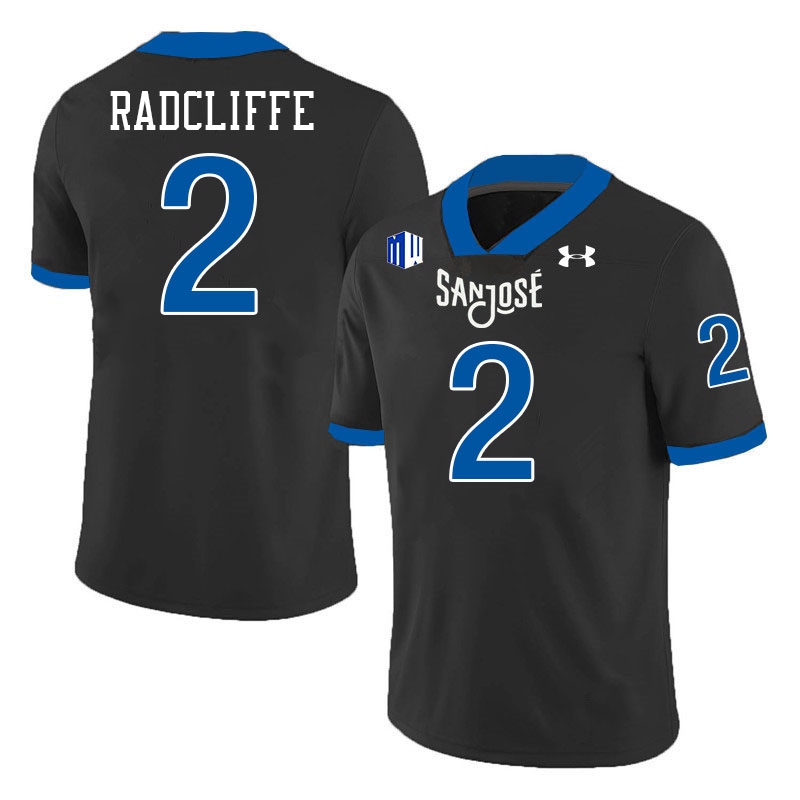 #2 Lamar Radcliffe SJSU Jersey,San Jose State Spartans Football Jersey College Uniforms-Black